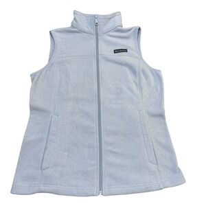Columbia Sweater Vest‎ Womens Full Zip Pale Blue/Gray Fleece Polyester Medium